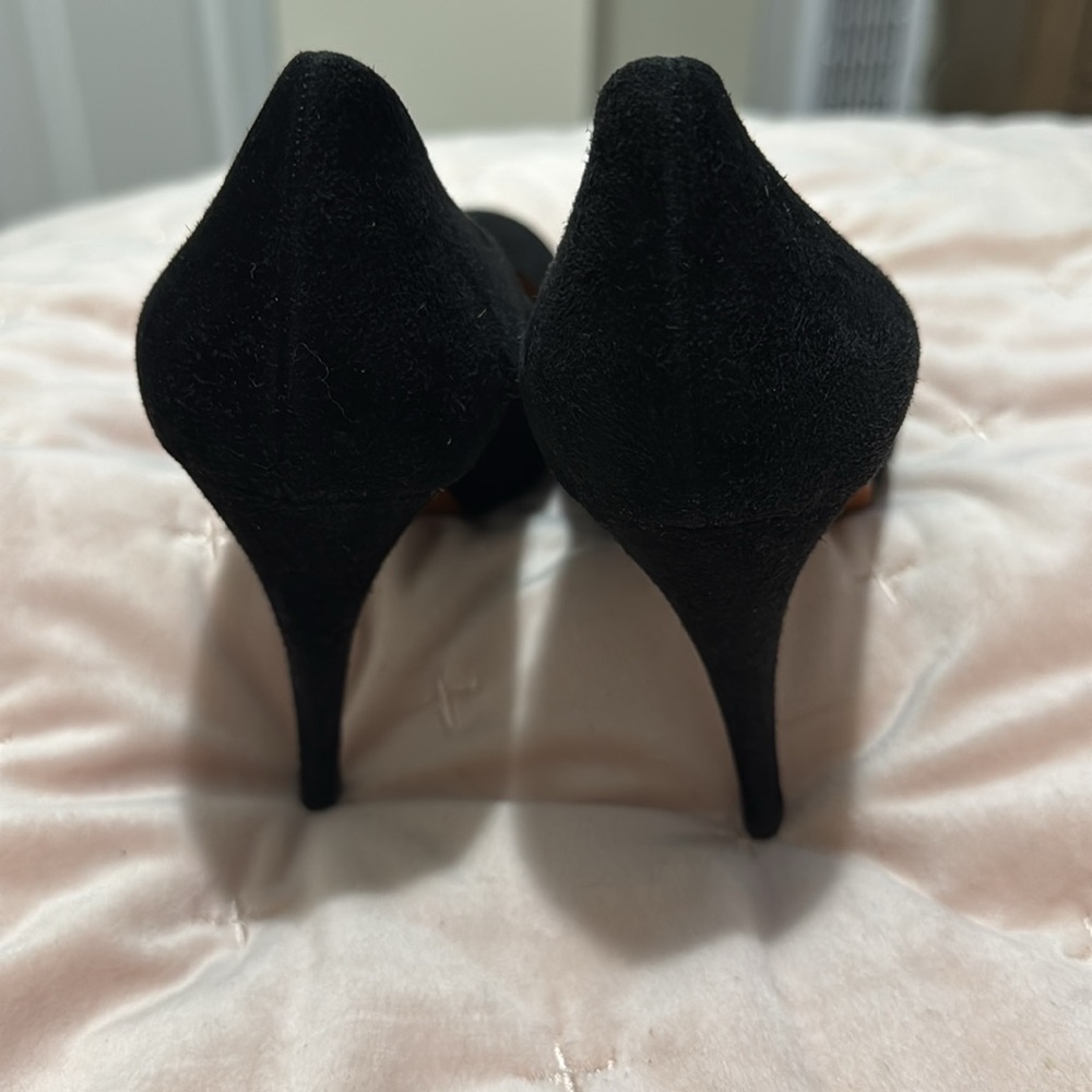 Authentic GUCCI black suede round toe platform heels shoes pumps size 6 36 - Picture 3 of 12